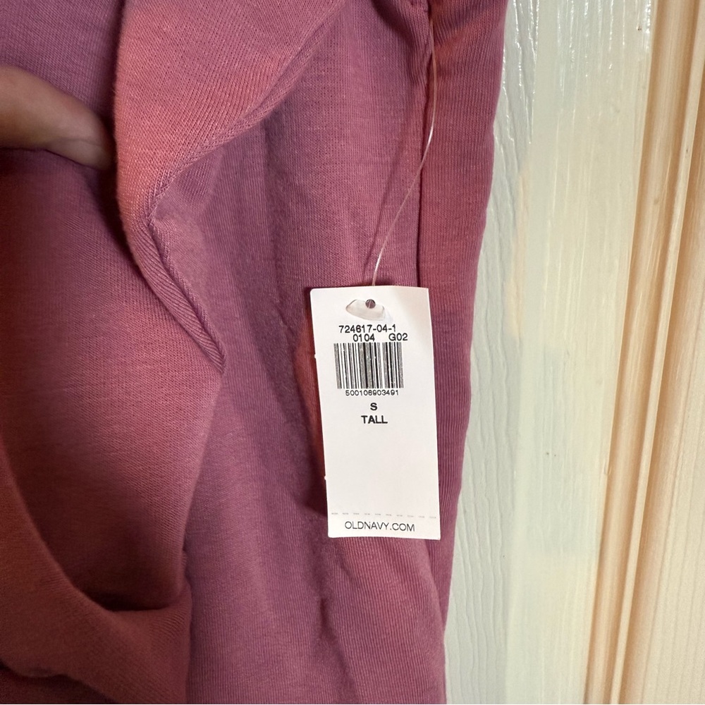 Old Navy Dusty Pink Pullover Sweater Womens Small Tall, V neck, Pockets, Cozy - Picture 5 of 7